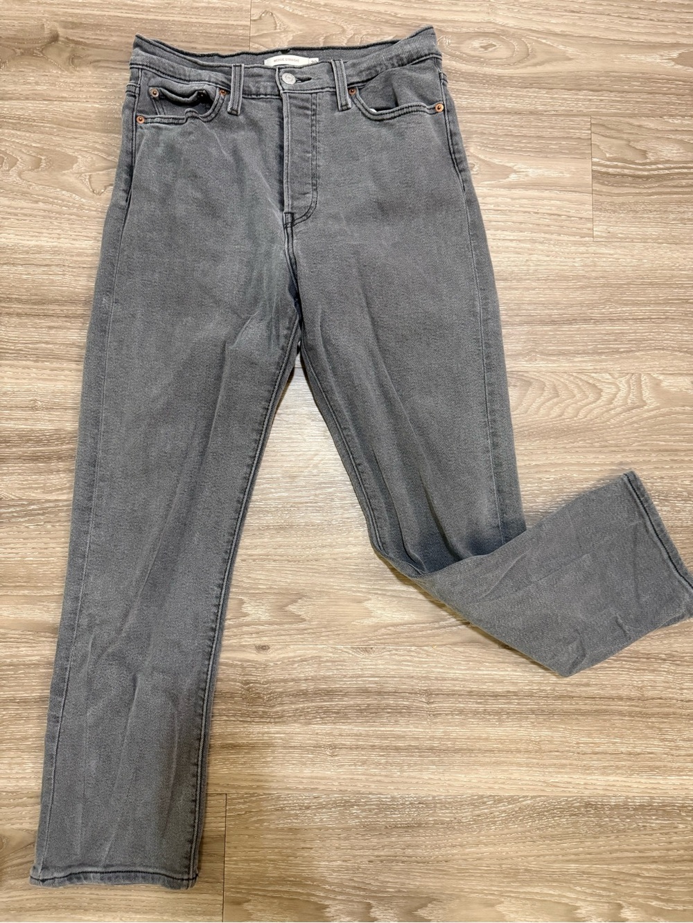 Levi’s Gray High-Waist Wedgie Straight Leg Jeans